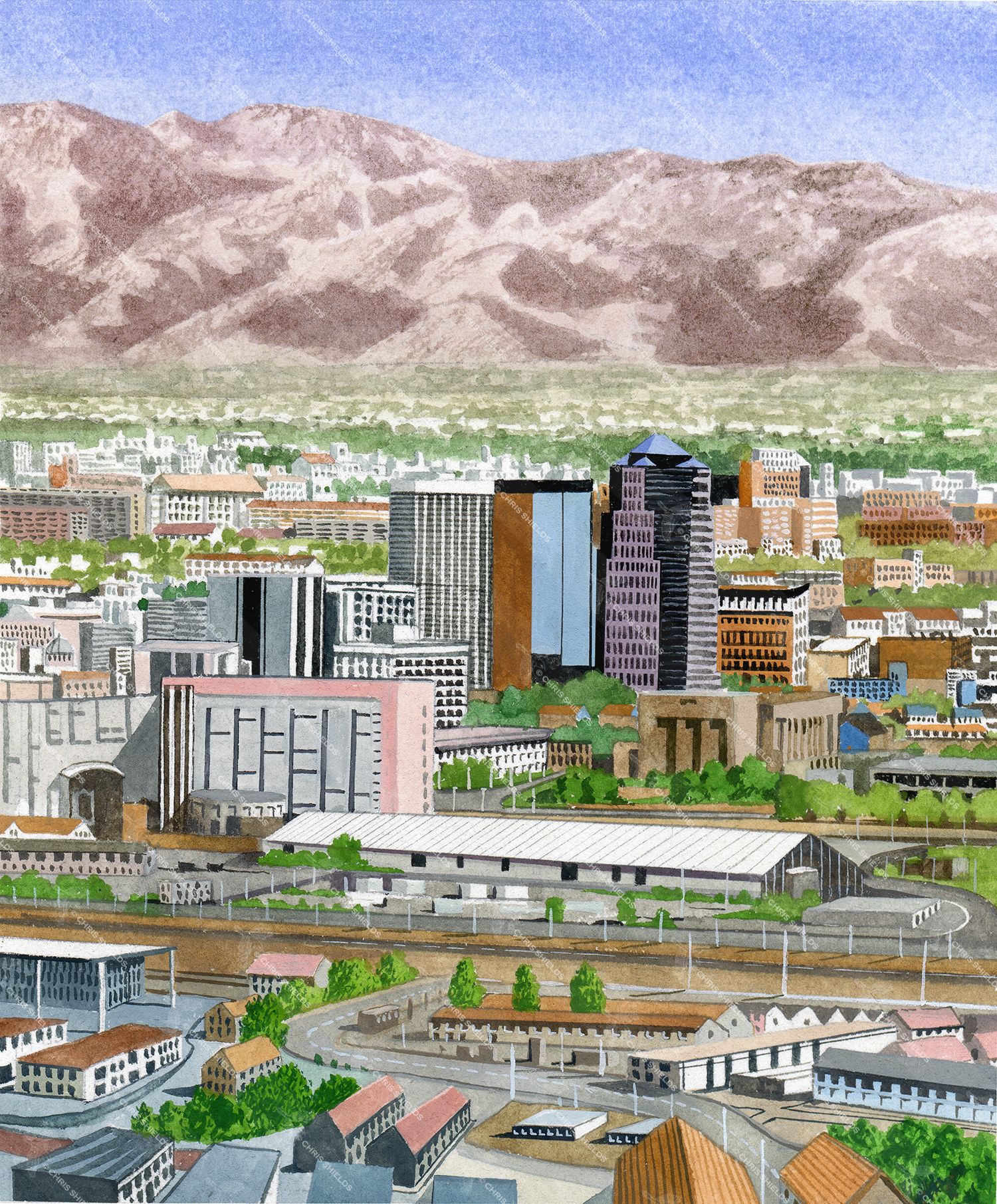 Illustration of Cityscape (Tuson Arizona) (#2309)