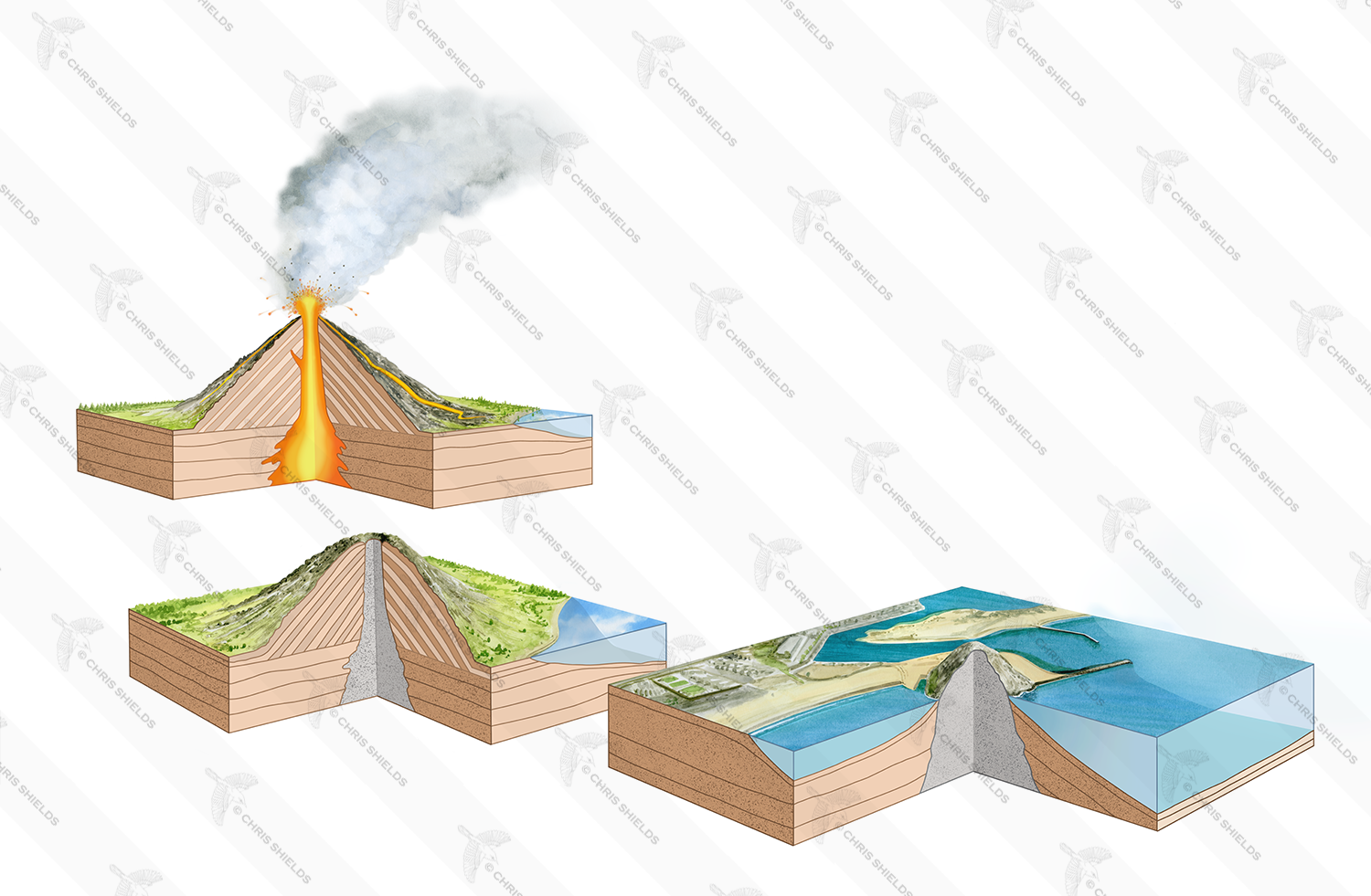 Illustration of Morro Bay Volcano (#3776)