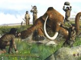 Illustration of Wooly Mammoth Hunters (Mammuthus primigenius) (#0452)
